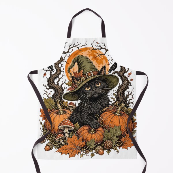 Item preview, Cozy Witchy Black Cat in Autumn Pumpkin Patch designed and sold by BumbleBloom7.