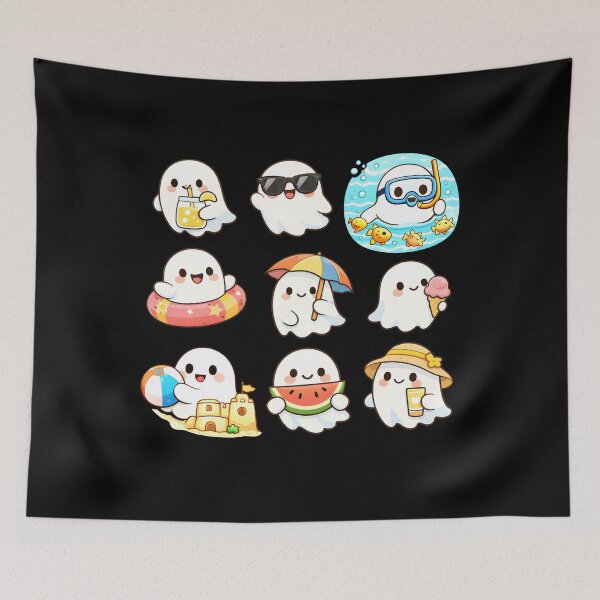 Item preview, Summer Ghost Sticker Pack Cute Spooky Beach Vacation Holiday Fun Design designed and sold by Artycom.