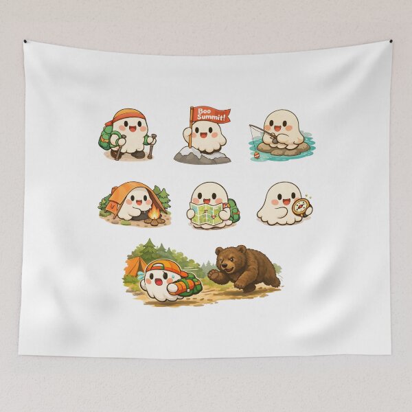 Item preview, Boo Hike Cute Ghost Sticker Pack Kawaii Outdoor Hiking Adventure designed and sold by Artycom.