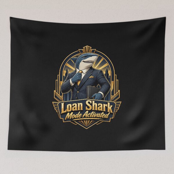 Item preview, Loan Shark Mode Activated Funny Business Shark T-Shirt designed and sold by Cosmic Meme Factory.