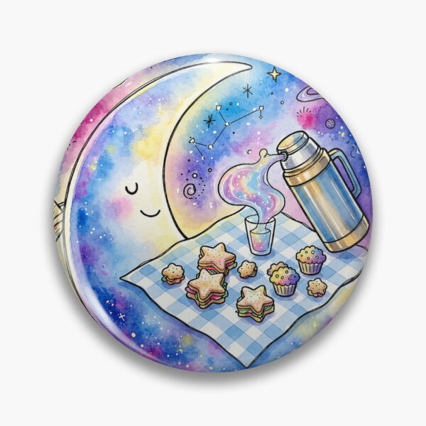 Item preview, Cozy Moon Picnic | Cute Kawaii Space Art | Celestial Picnic Aesthetic | Galaxy Moon Illustration | Dreamy Cosmic Decor designed and sold by Cosmic Doodle Co..