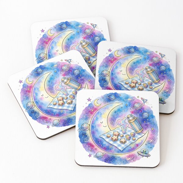 Item preview, Cozy Moon Picnic | Cute Kawaii Space Art | Celestial Picnic Aesthetic | Galaxy Moon Illustration | Dreamy Cosmic Decor designed and sold by Cosmic Doodle Co..