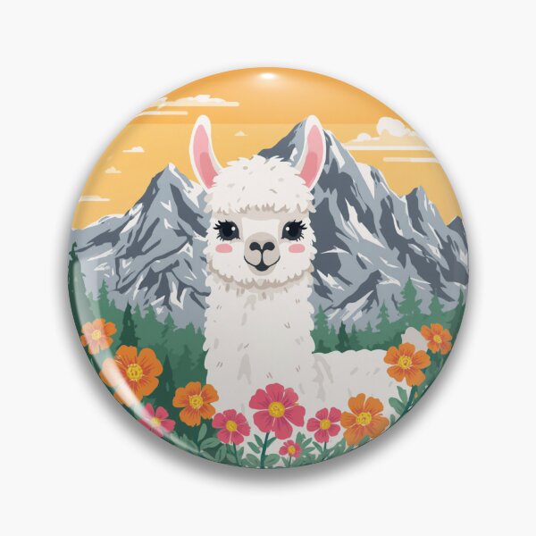 Item preview, Cute Fluffy Llama Mountain Adventure Emblem DolomitI designed and sold by SlothcoreVibes.