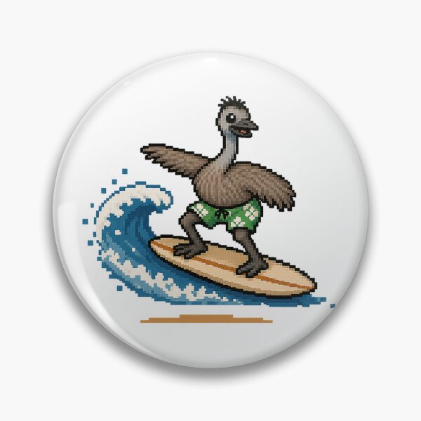 Item preview, Cute Pixel Art Surfing Emu - Retro 8-Bit Wildlife Design designed and sold by SLGA-Designs.
