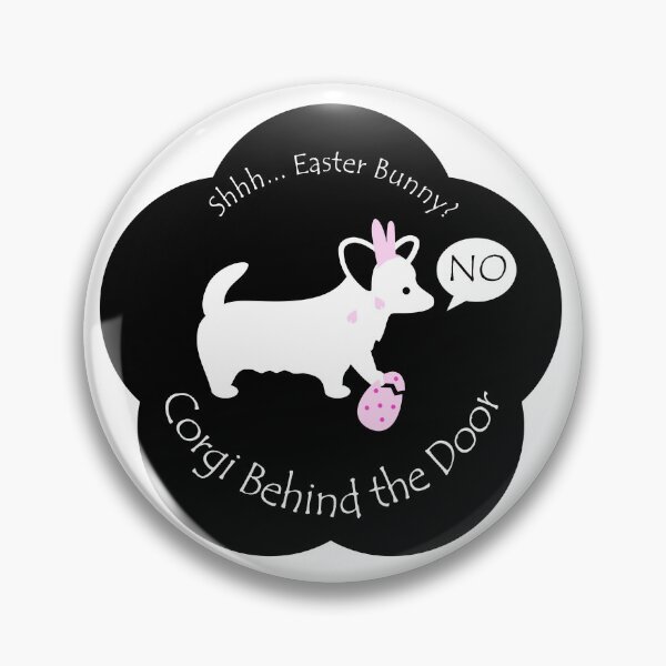 Item preview, Funny Corgi Easter Bunny Behind the Door Black Base designed and sold by Na7nasColorShop.