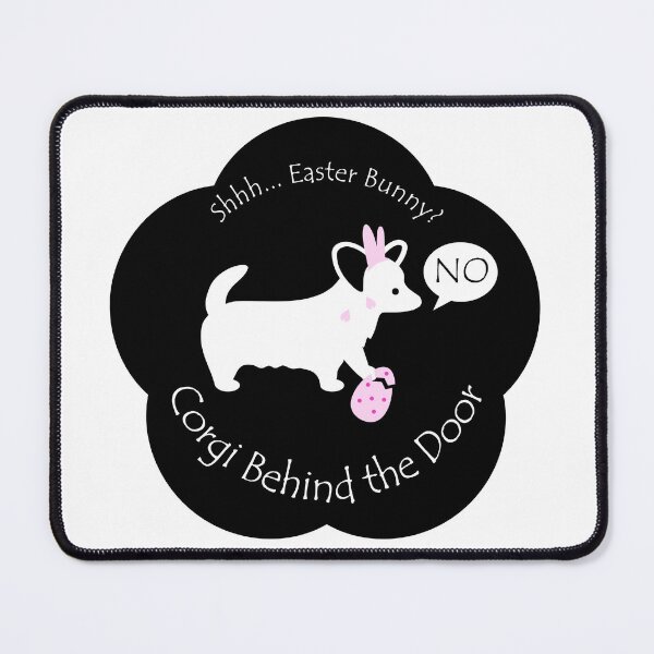 Item preview, Funny Corgi Easter Bunny Behind the Door Black Base designed and sold by Na7nasColorShop.