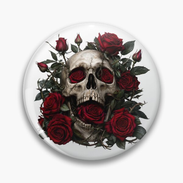 Item preview, Screaming Gothic Skull with Red Roses designed and sold by FrozenPolarBear.