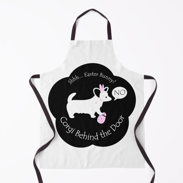 Item preview, Funny Corgi Easter Bunny Behind the Door Black Base designed and sold by Na7nasColorShop.