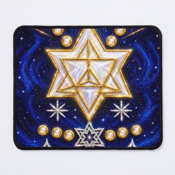 Item preview, Sacred Geometry Merkaba Star | Cosmic Spiritual Wall Art | Blue & Gold Celestial Design designed and sold by MandyMCDigi.