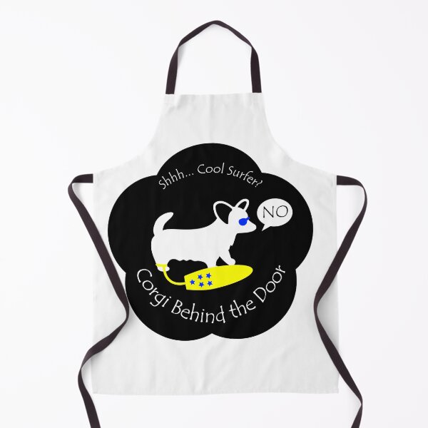 Item preview, Funny Corgi Cool Surfer Behind the Door Black Base designed and sold by Na7nasColorShop.