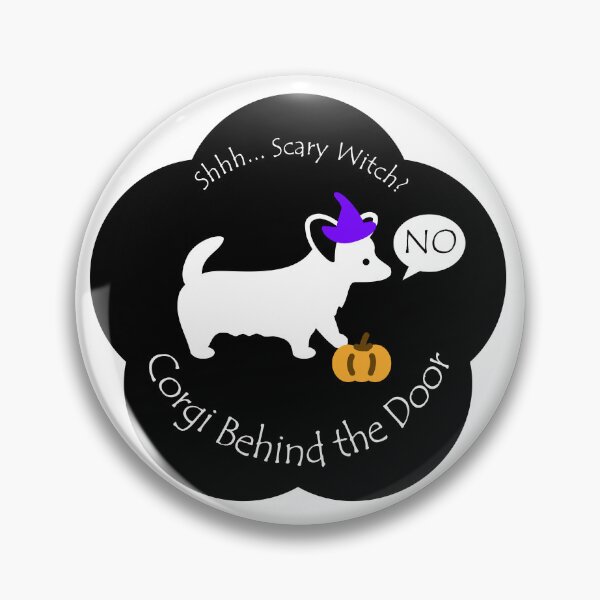 Item preview, Funny Corgi Scary Witch Behind the Door Black Base designed and sold by Na7nasColorShop.