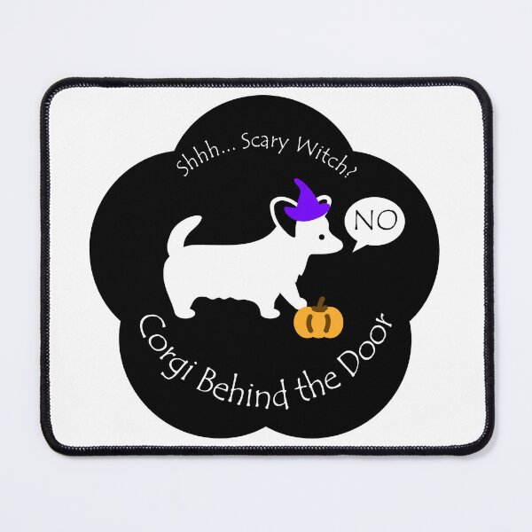 Item preview, Funny Corgi Scary Witch Behind the Door Black Base designed and sold by Na7nasColorShop.