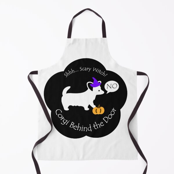 Item preview, Funny Corgi Scary Witch Behind the Door Black Base designed and sold by Na7nasColorShop.