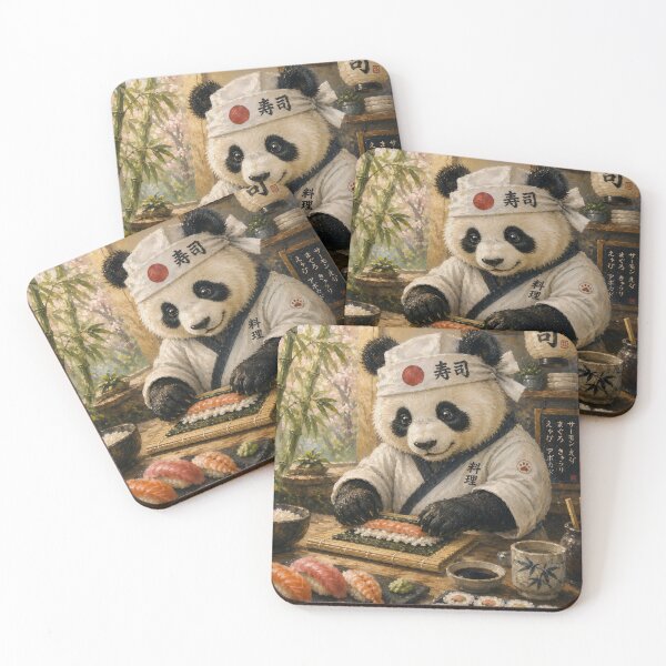 Item preview, Cute Panda Sushi Chef Making Japanese Food designed and sold by ArcaneVisionArt.