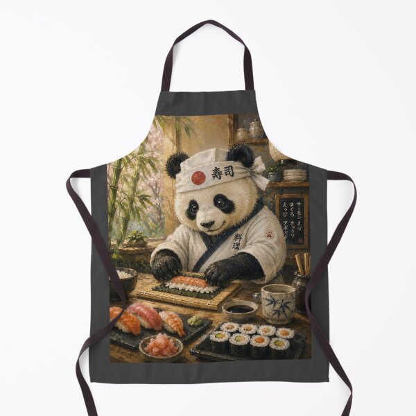 Item preview, Cute Panda Sushi Chef Making Japanese Food designed and sold by ArcaneVisionArt.