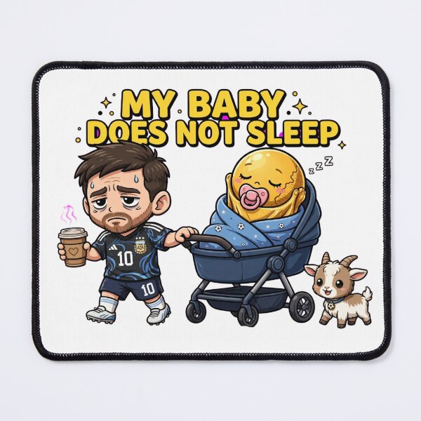 Item preview, My Baby Does Not Sleep Funny Chibi Messi | World Cup Trophy Baby Stroller Dad Meme designed and sold by Arextr.