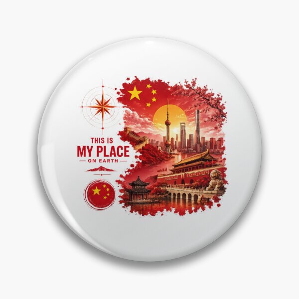 Item preview, China Map Travel Poster Landmark Collage designed and sold by JMDG Studio.