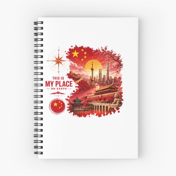 Item preview, China Map Travel Poster Landmark Collage designed and sold by JMDG Studio.