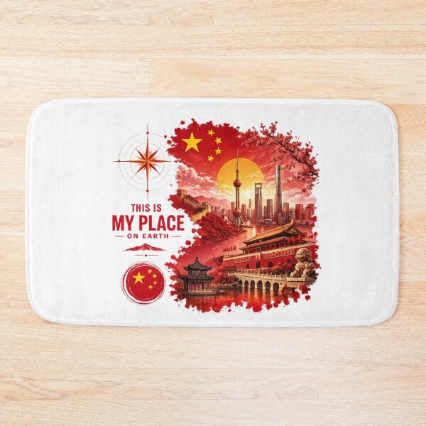 Item preview, China Map Travel Poster Landmark Collage designed and sold by JMDG Studio.