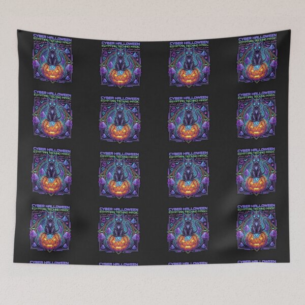 Item preview, Cyber Halloween Egyptian Cat Pumpkin - Neon Techno Magic designed and sold by alalame.
