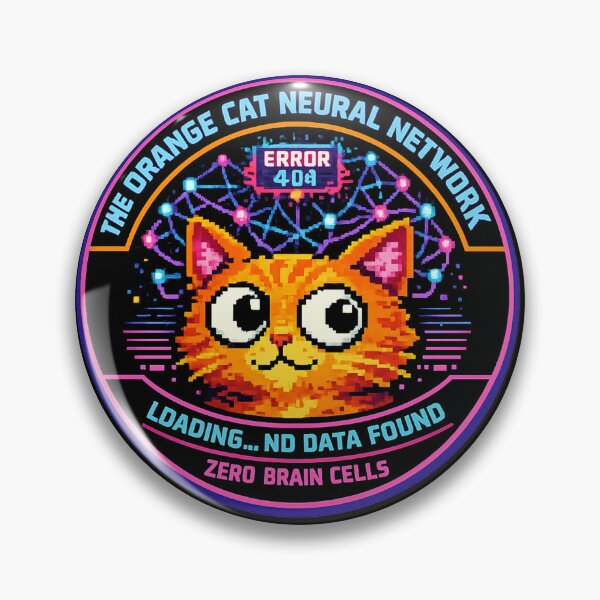 Item preview, The Orange Cat Neural Network Retro Scientific Badge designed and sold by Salwastore.