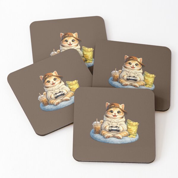Item preview, Cute Gamer Cat with Bubble Coffee – Premium  PNG designed and sold by annenambiro.