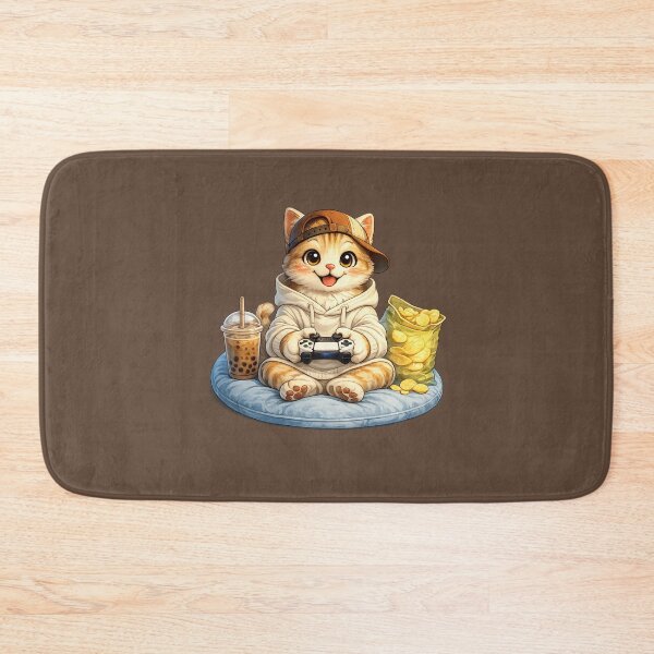 Item preview, Cute Gamer Cat with Bubble Coffee – Premium  PNG designed and sold by annenambiro.