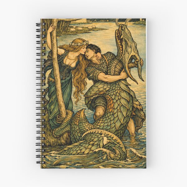 Item preview, Dragon Slayer -  Medieval Fantasy Mermaid Kiss Art Print for Mythology Lovers designed and sold by RickE.