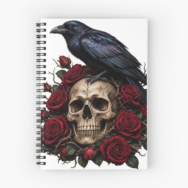 Item preview, Gothic Raven on Skull with Red Roses designed and sold by FrozenPolarBear.