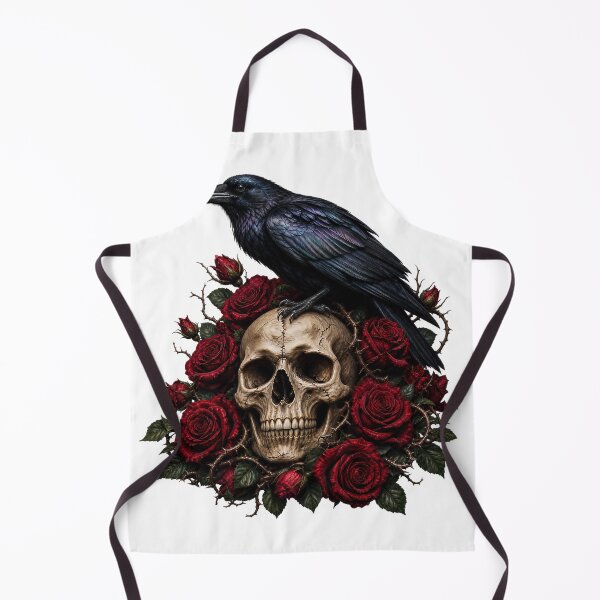 Item preview, Gothic Raven on Skull with Red Roses designed and sold by FrozenPolarBear.