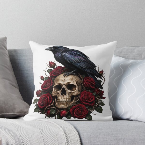 Item preview, Gothic Raven on Skull with Red Roses designed and sold by FrozenPolarBear.
