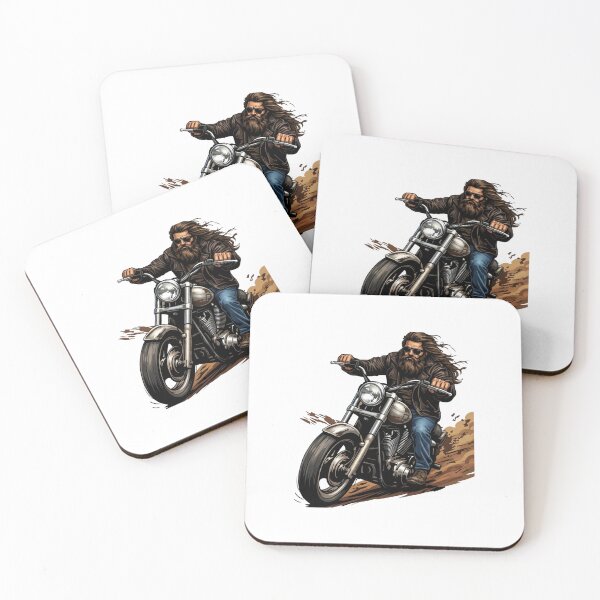 Item preview, Biker Riding Motorcycle Cartoon Illustration designed and sold by Macias123.