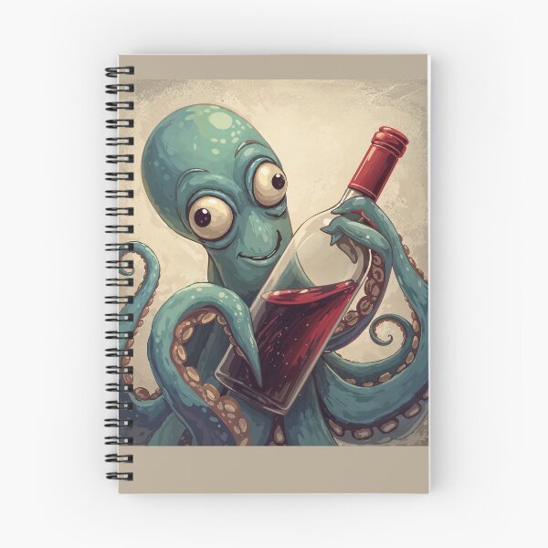 Item preview, Funny Octopus Drinking Red Wine, Humor Art designed and sold by ArcaneVisionArt.