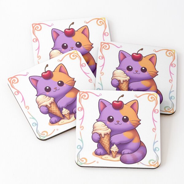 Item preview, Kawaii Ice Cream Cat Cherry Cone Cute Sticker designed and sold by Xenovita.