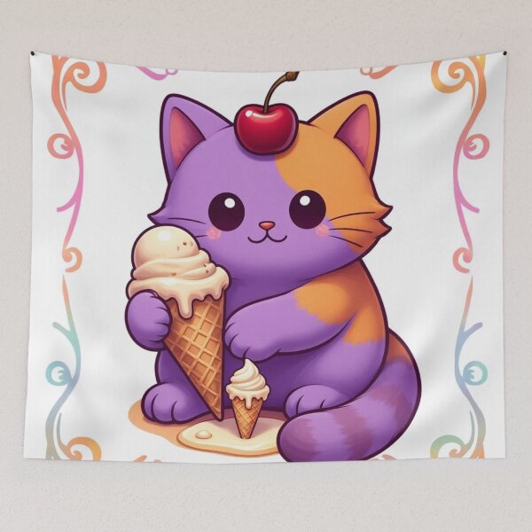 Item preview, Kawaii Ice Cream Cat Cherry Cone Cute Sticker designed and sold by Xenovita.