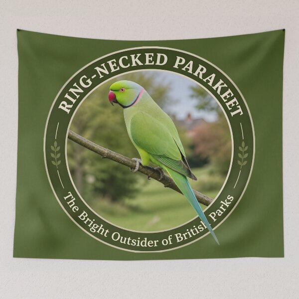 Item preview, RING‑NECKED PARAKEET    – The Bright Outsider of British Parks designed and sold by The Digital Compass.