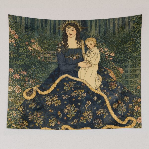 Item preview, Art Nouveau Forest Madonna Illustration with Child for Vintage Art Lovers designed and sold by RickE.