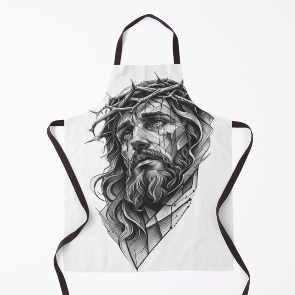 Item preview, Sacred Thorn Geometric Jesus Portrait - Faithful Neo Traditional Tattoo Sketch designed and sold by haitrieuic96.