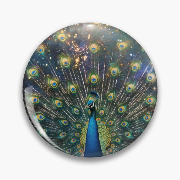 Item preview, Cosmic Peacock Under Starry Sky designed and sold by QuantumDrift.