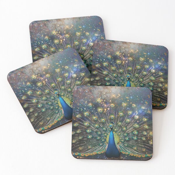 Item preview, Cosmic Peacock Under Starry Sky designed and sold by QuantumDrift.