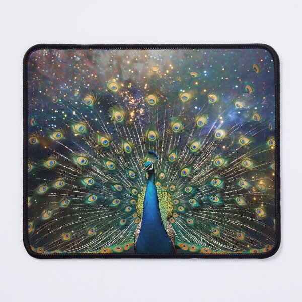 Item preview, Cosmic Peacock Under Starry Sky designed and sold by QuantumDrift.
