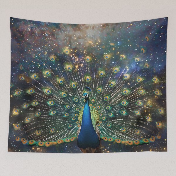 Item preview, Cosmic Peacock Under Starry Sky designed and sold by QuantumDrift.