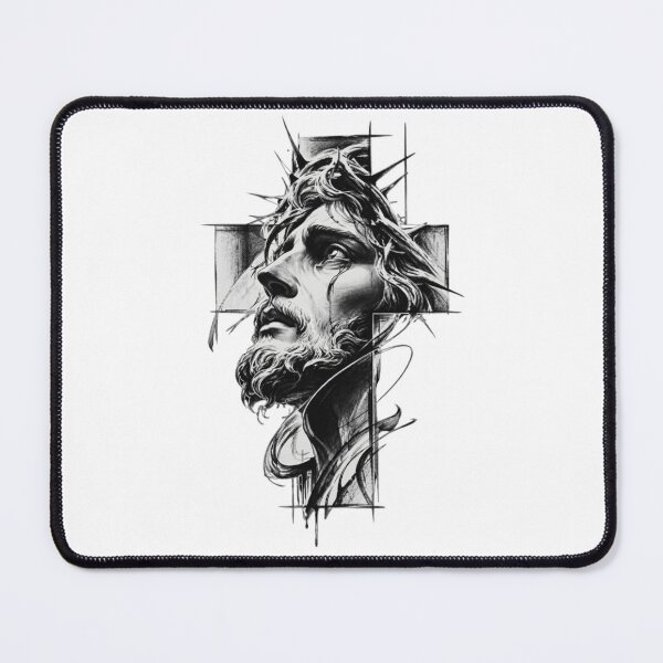 Item preview, Saviour's Grace - Jesus Christ Charcoal Sketch and Holy Cross designed and sold by haitrieuic96.