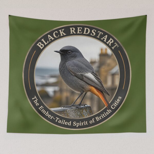Item preview, BLACK REDSTART   – The Ember‑Tailed Spirit of British Cities designed and sold by The Digital Compass.
