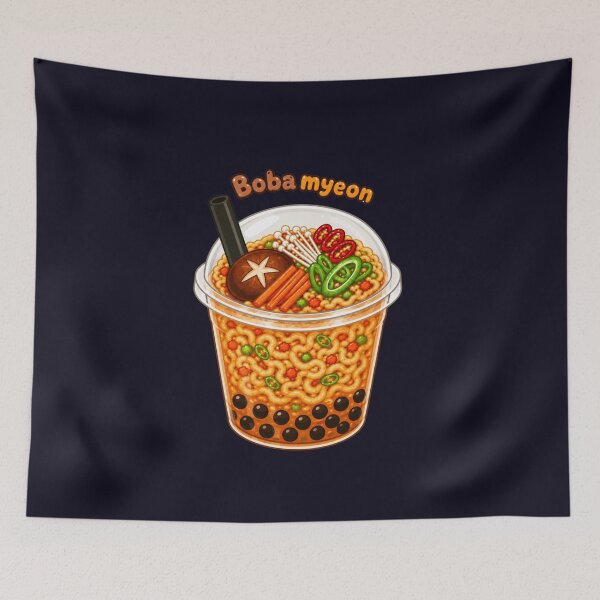 Item preview, Boba Myeon | Cute Bubble Tea Ramen | Kawaii Boba Noodles Food Illustration designed and sold by Eathusiast.