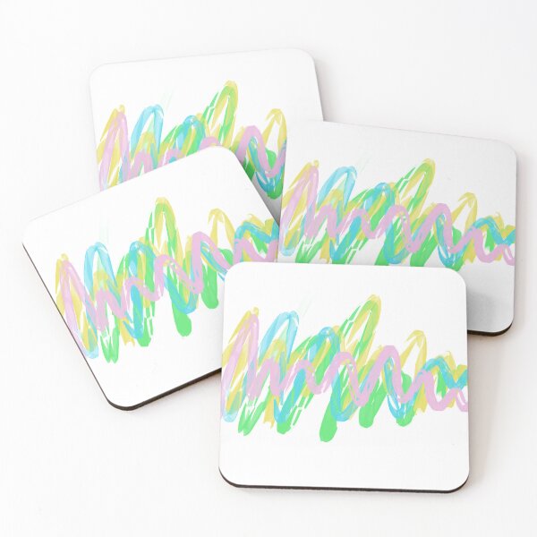 Item preview, Delicate flow of lines in pastel colors, abstract in pink, yellow, blue and yellow designed and sold by Susanna Schorr.