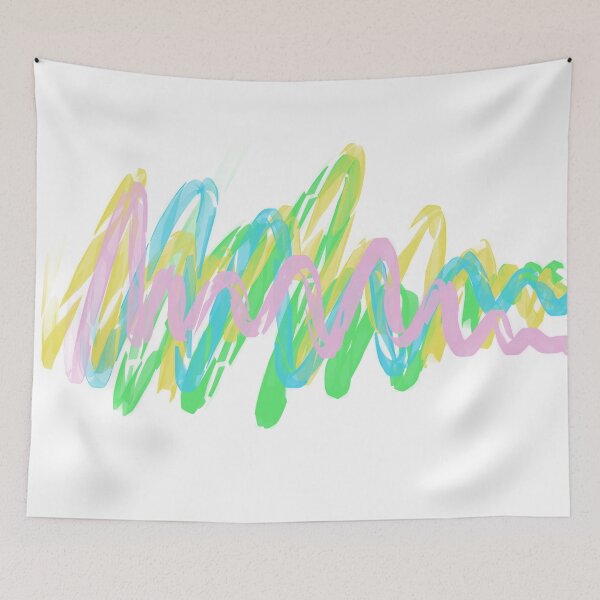 Item preview, Delicate flow of lines in pastel colors, abstract in pink, yellow, blue and yellow designed and sold by Susanna Schorr.