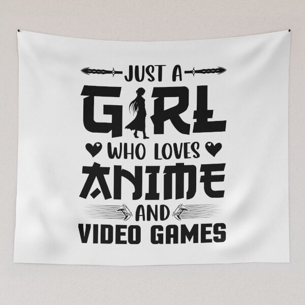 Item preview, Just A Girl Who Loves Anime & Video Games – Retro Anime Quote designed and sold by bella-rosa87.