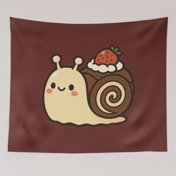 Item preview, Cute Chocolate Roll Cake Snail | Kawaii Swiss Roll Dessert Character designed and sold by Eathusiast.