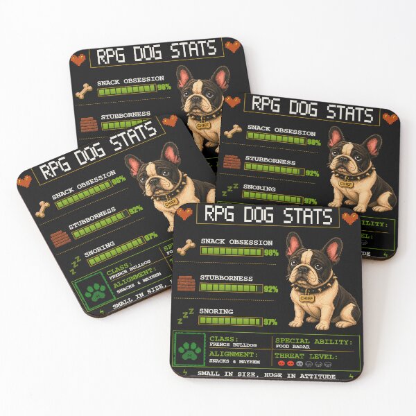 Item preview, Funny French Bulldog RPG Stats Retro Gamer Dog designed and sold by PixelBlob.